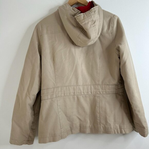 Old Navy Hooded Utility Jacket Womens L Khaki Cargo Quilted Thermal Lined Canvas - Picture 5 of 10